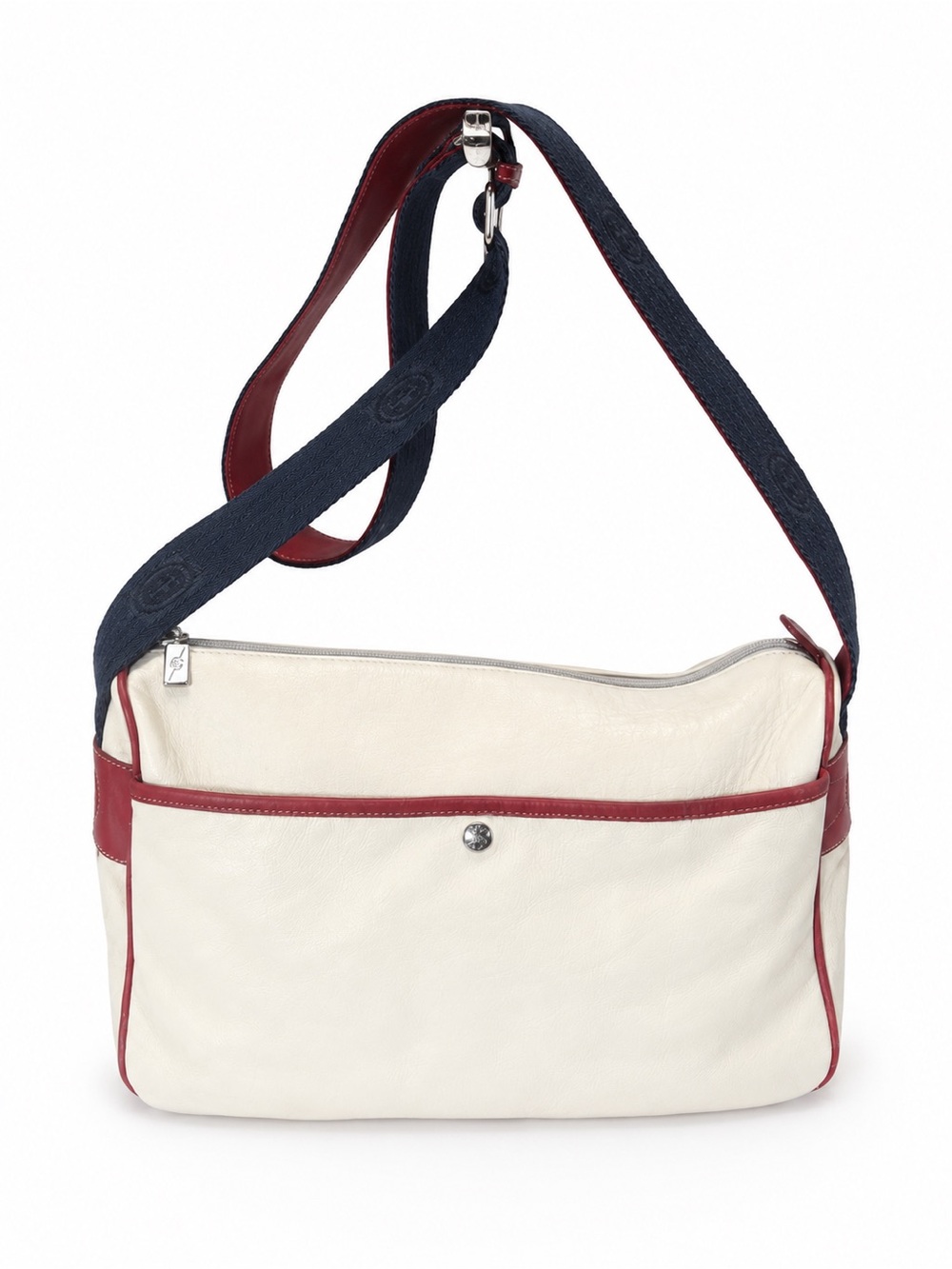 Gucci Tom Ford Era Cream Leather Bag with Blue & Red Strap